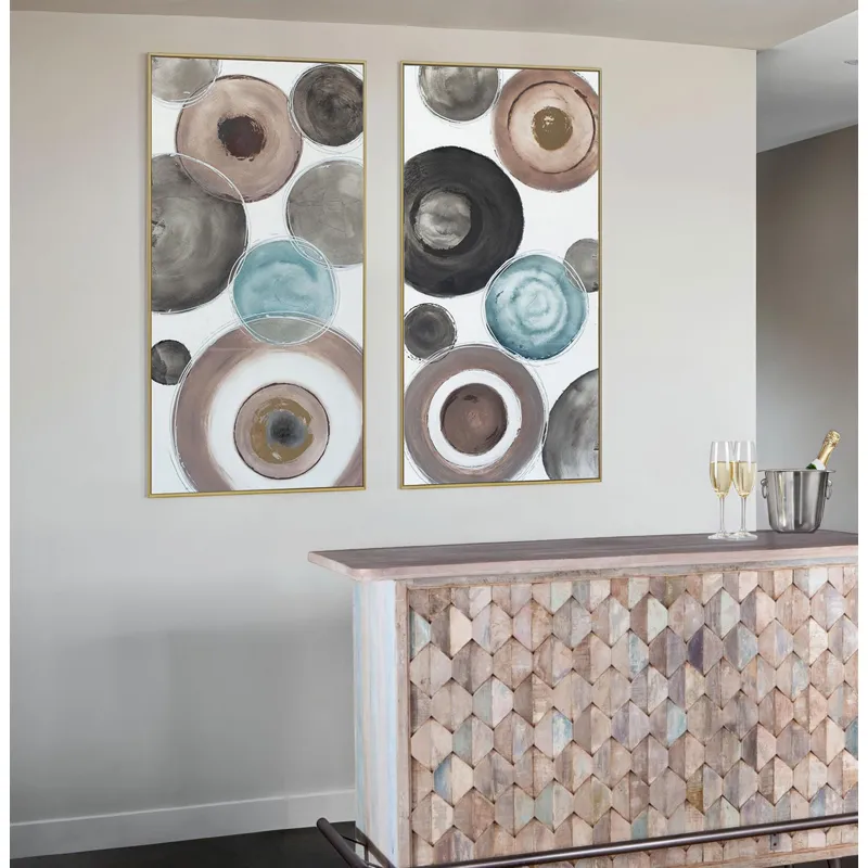 Palette Delicate Dishes Hand Painted Framed Diptych