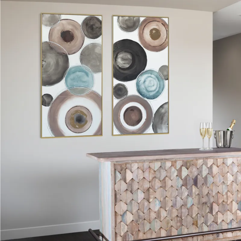 Palette Delicate Dishes Hand Painted Framed Diptych