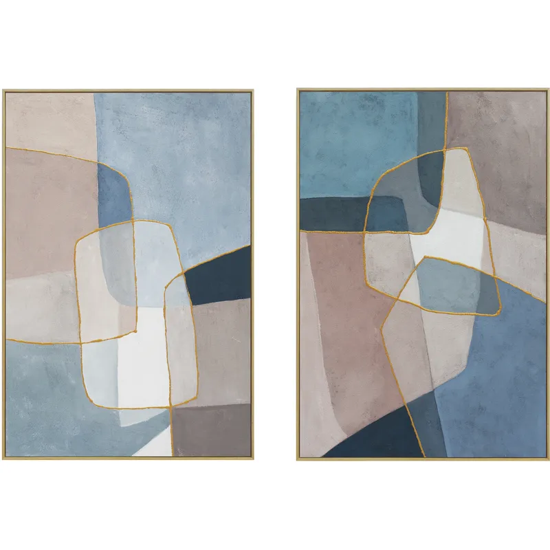 Palette Glass Mosaic Hand Painted Framed Diptych