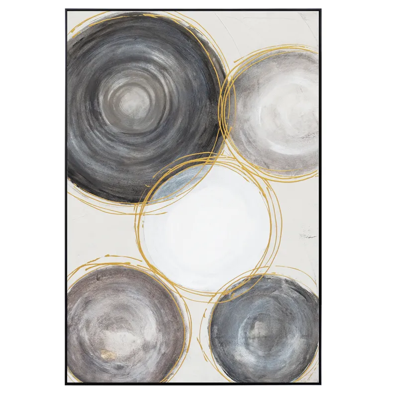 Palette Gilded Globes Hand Painted Framed Triptych