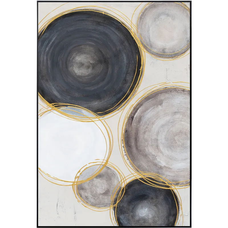 Palette Gilded Globes Hand Painted Framed Triptych