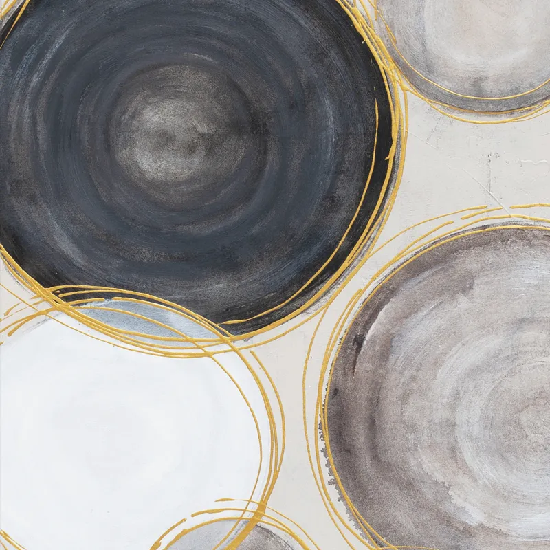 Palette Gilded Globes Hand Painted Framed Triptych