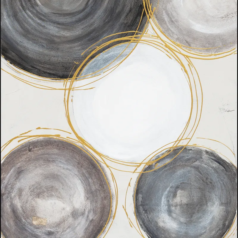 Palette Gilded Globes Hand Painted Framed Triptych