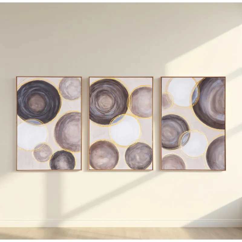 Palette Gilded Globes Hand Painted Framed Triptych