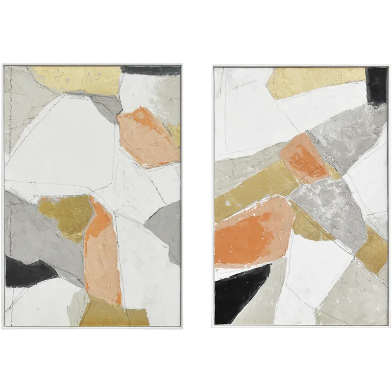 Palette Pastel Patchwork 1 Hand Painted Framed Diptych