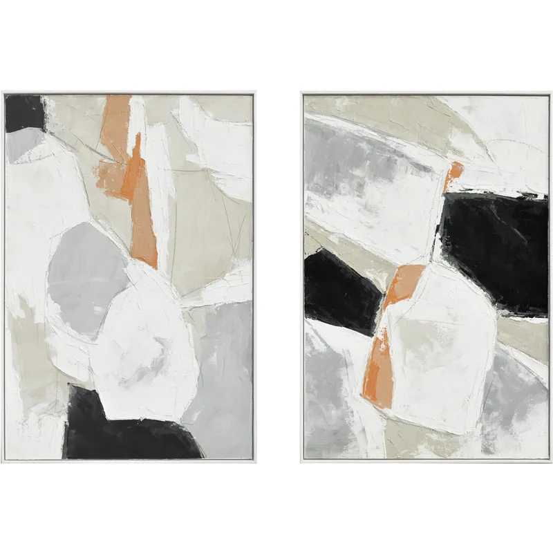 Palette Pastel Patchwork 2 Hand Painted Framed Diptych