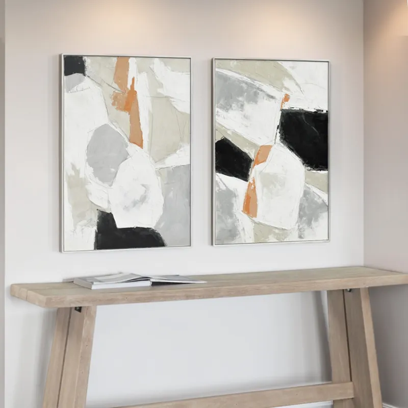 Palette Pastel Patchwork 2 Hand Painted Framed Diptych