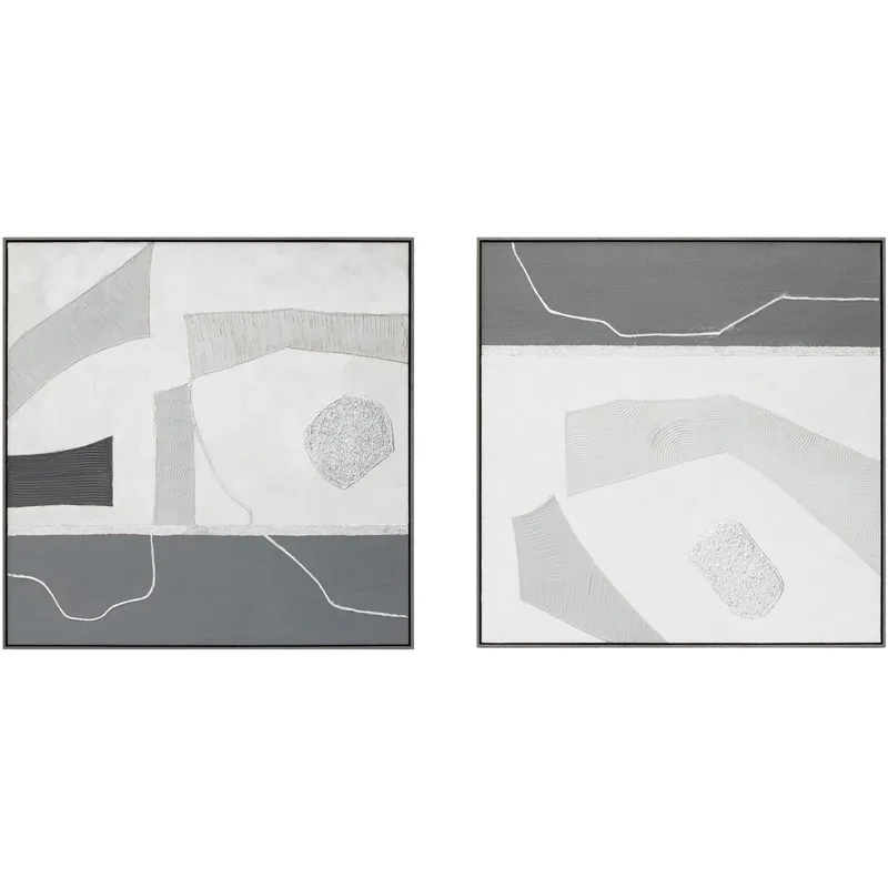 Palette Modern Slate Hand Painted Framed Diptych