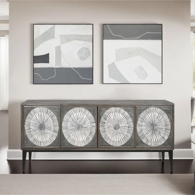 Palette Modern Slate Hand Painted Framed Diptych
