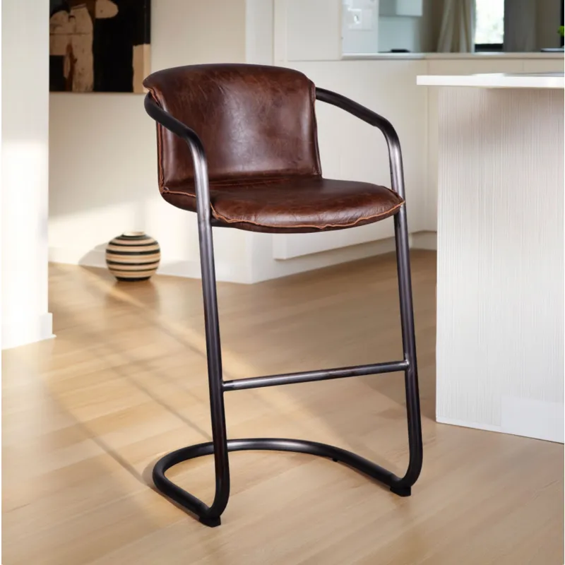 Portofino 22" Bar Chair in Berham Chestnut Leather