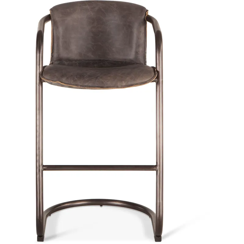 Portofino 22" Bar Chair in Antique Ebony Leather