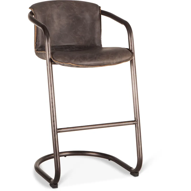 Portofino 22" Bar Chair in Antique Ebony Leather