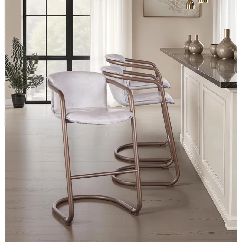 Portofino 22" Bar Chair in Vintage White Leather