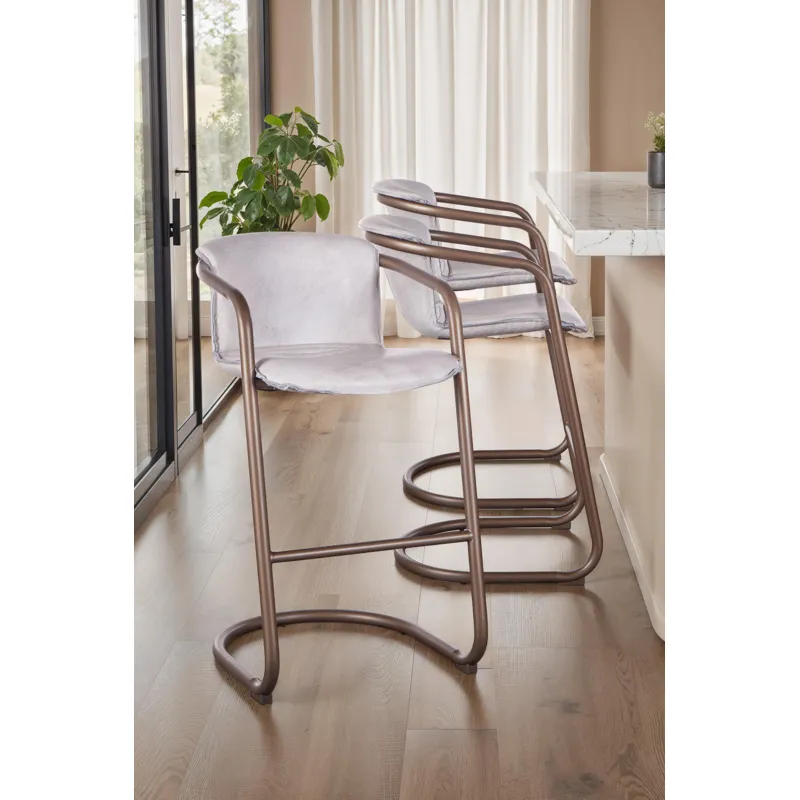 Portofino 22" Bar Chair in Vintage White Leather