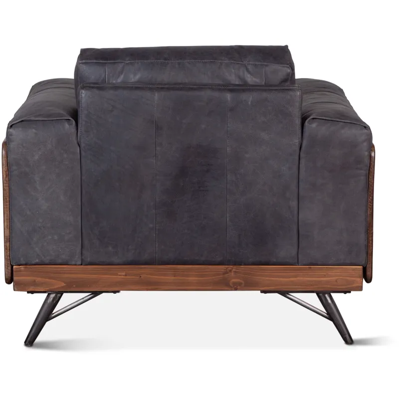 Portofino Mid Century 37" Accent Chair in Antique Ebony Leather