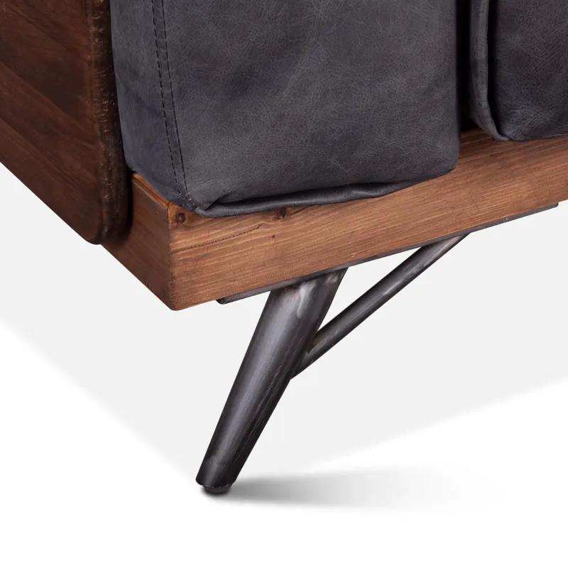 Portofino Mid Century 37" Accent Chair in Antique Ebony Leather