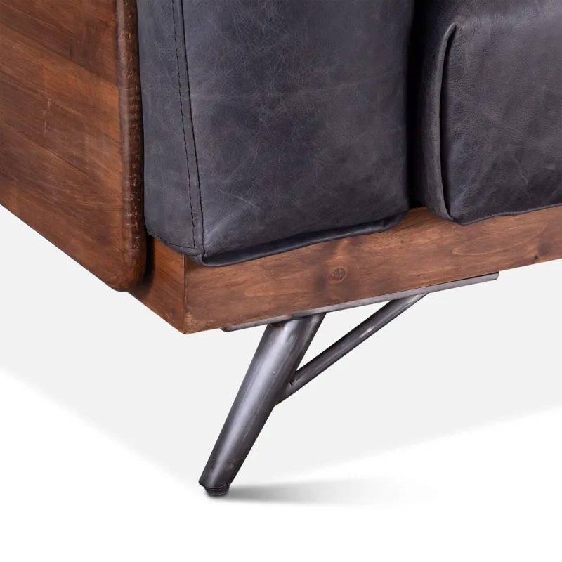 Portofino Mid Century 95" Sofa in Antique Ebony Leather