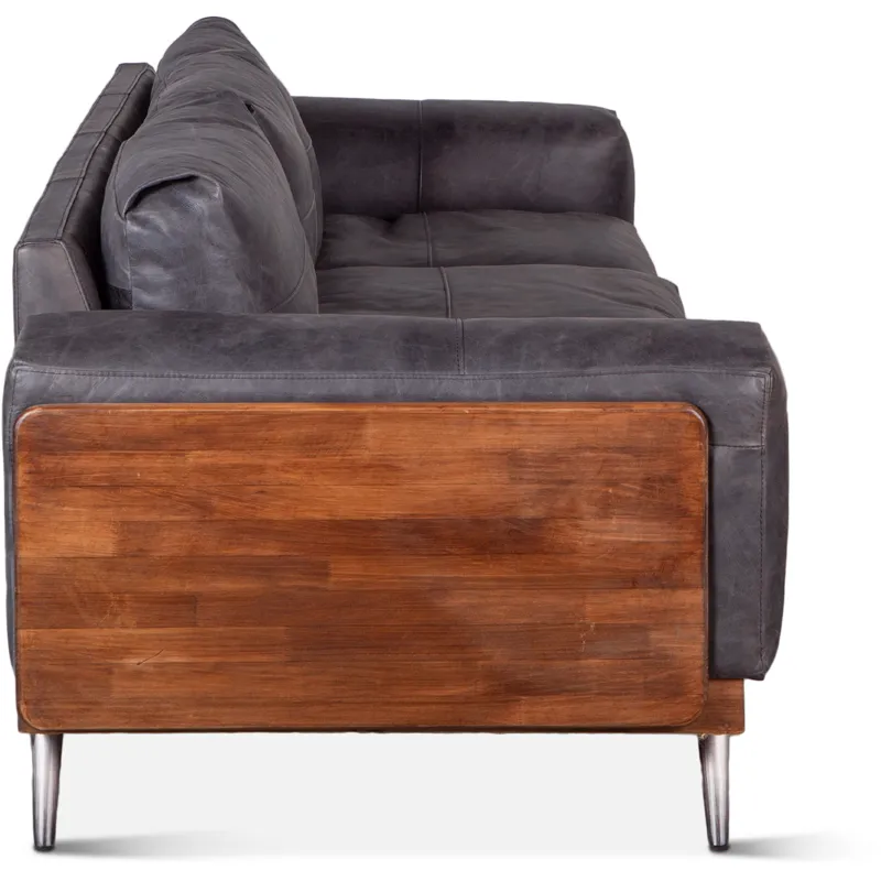 Portofino Mid Century 95" Sofa in Antique Ebony Leather