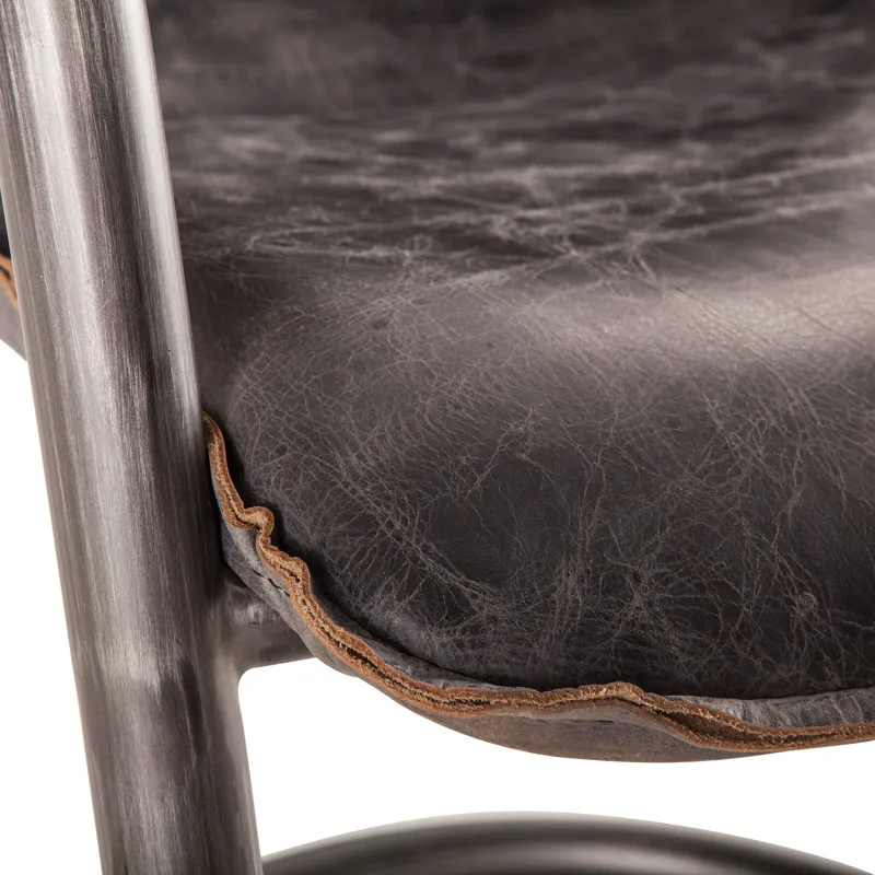 Portofino 22" Dining Chair in Antique Ebony Leather