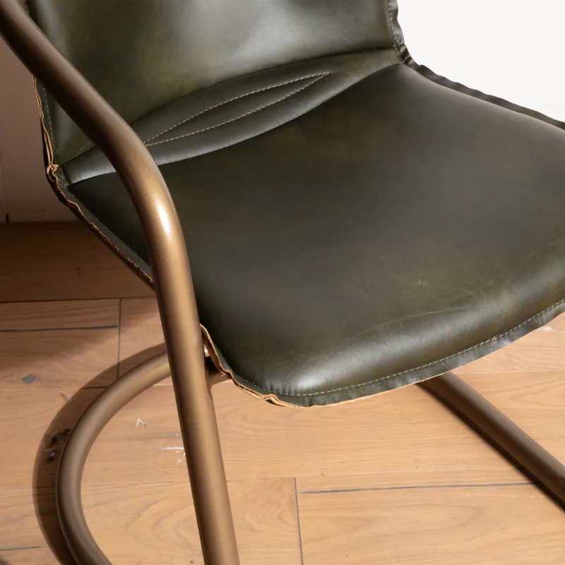 Portofino 22" Dining Chair in Emerald Green Leather