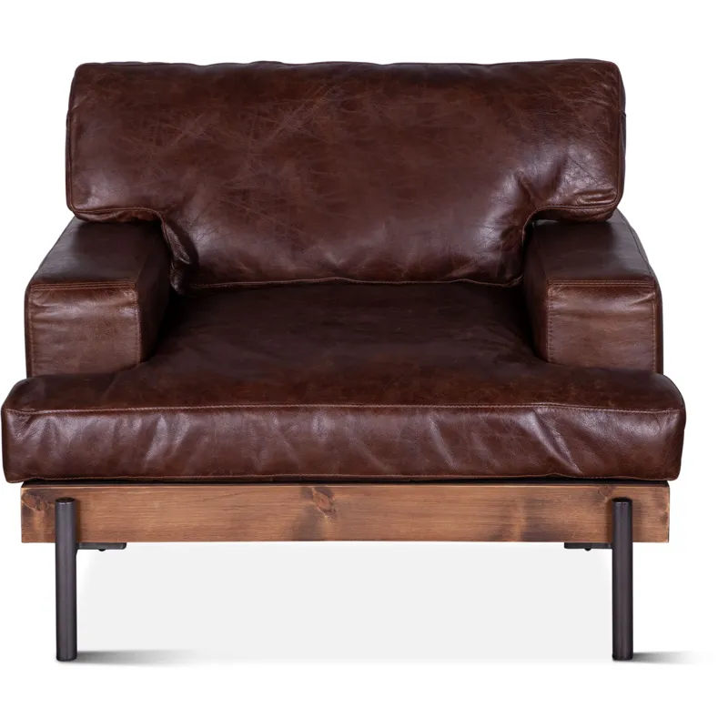 Portofino Industrial 41" Accent Chair in Geisha Brown Leather