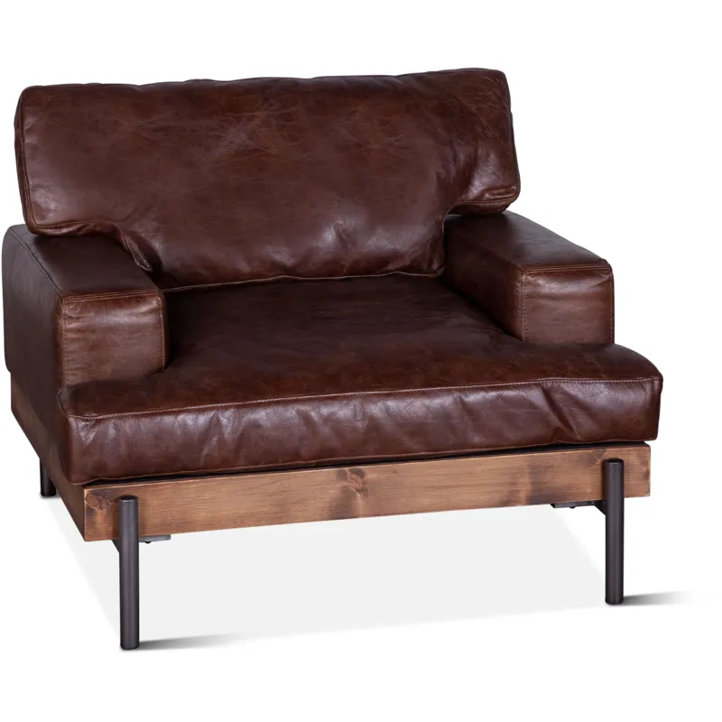 Portofino Industrial 41" Accent Chair in Geisha Brown Leather