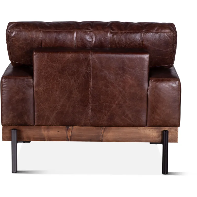 Portofino Industrial 41" Accent Chair in Geisha Brown Leather
