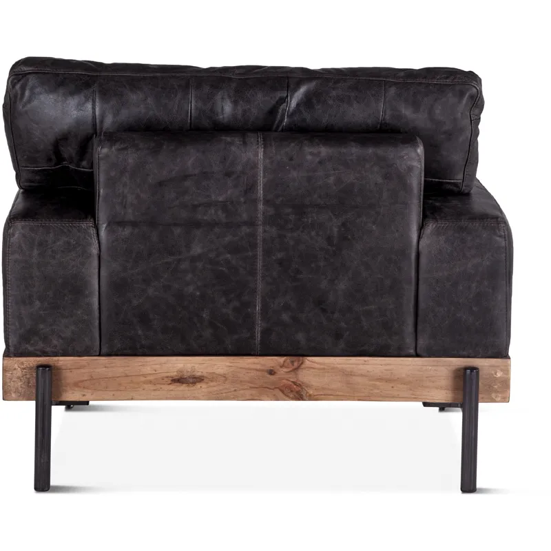 Portofino Industrial 41" Accent Chair in Morocco Black Leather