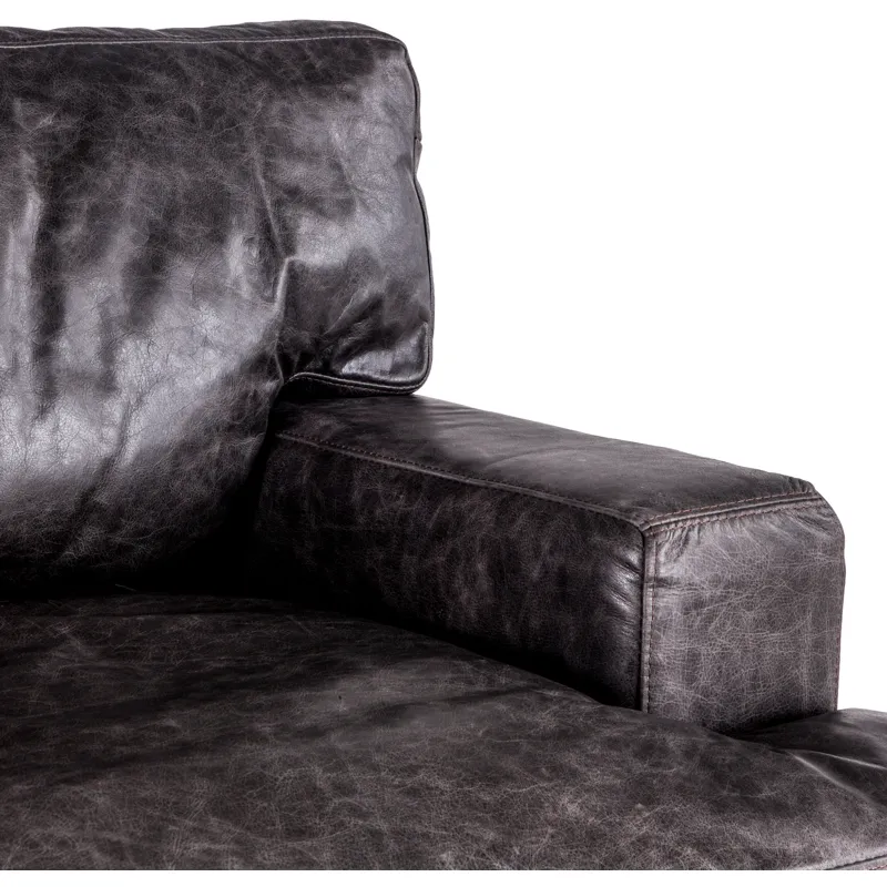 Portofino Industrial 41" Accent Chair in Morocco Black Leather