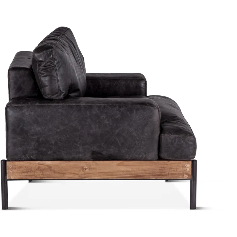 Portofino Industrial 41" Accent Chair in Morocco Black Leather