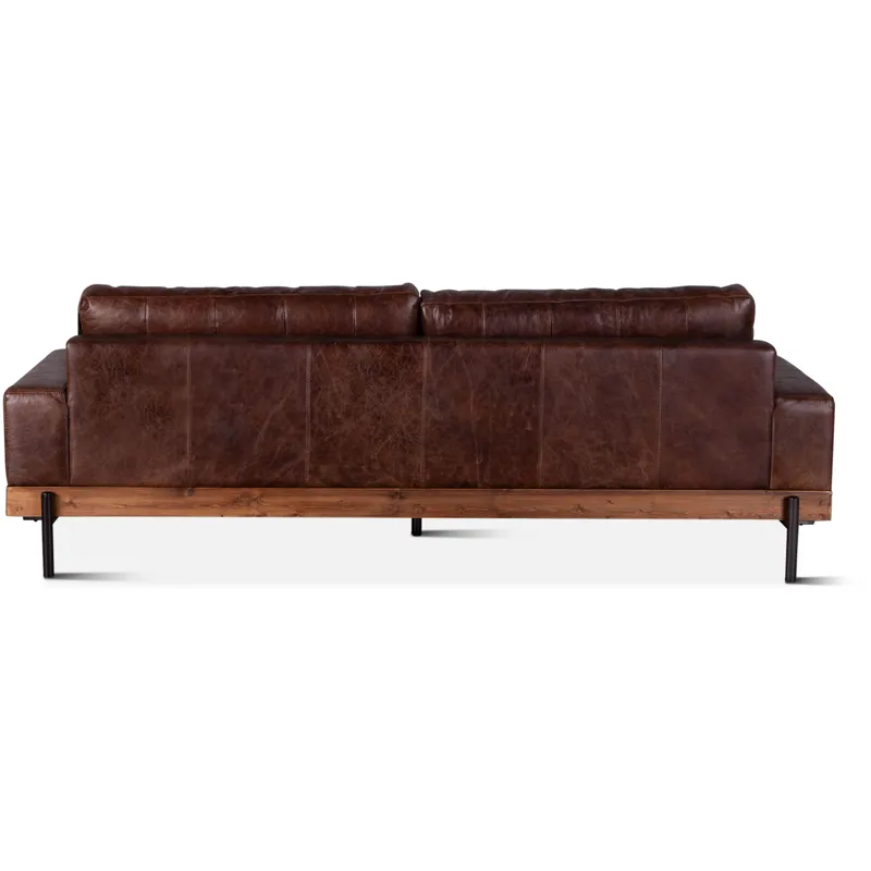 Portofino Industrial 94" Sofa in Geisha Brown Leather