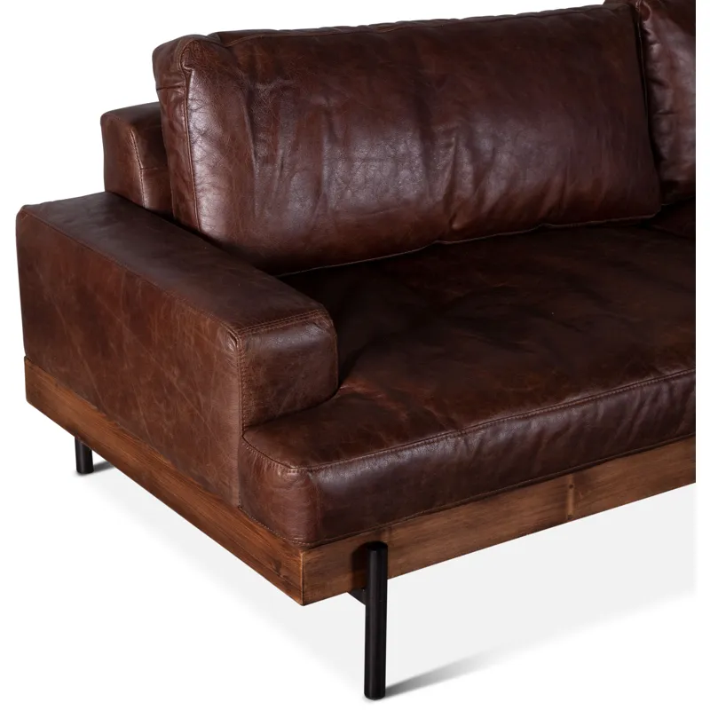 Portofino Industrial 94" Sofa in Geisha Brown Leather