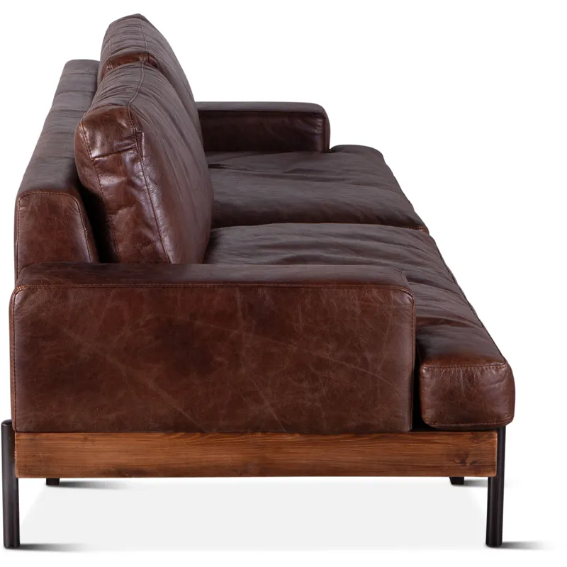 Portofino Industrial 94" Sofa in Geisha Brown Leather