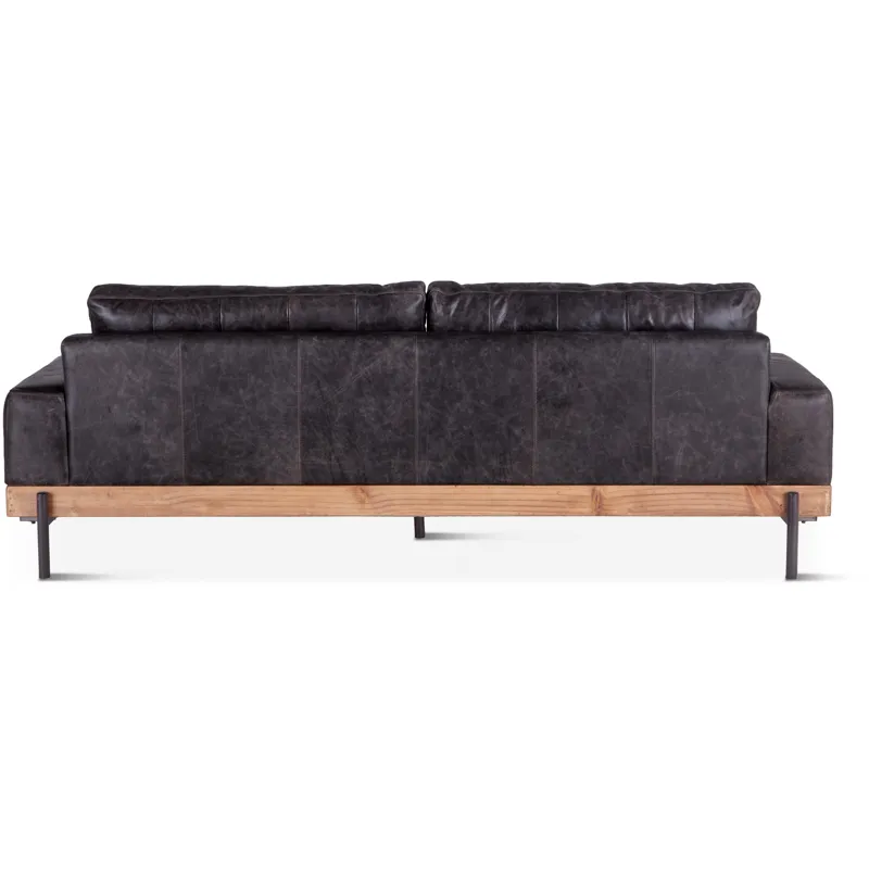 Portofino Industrial 94" Sofa in Morocco Black Leather