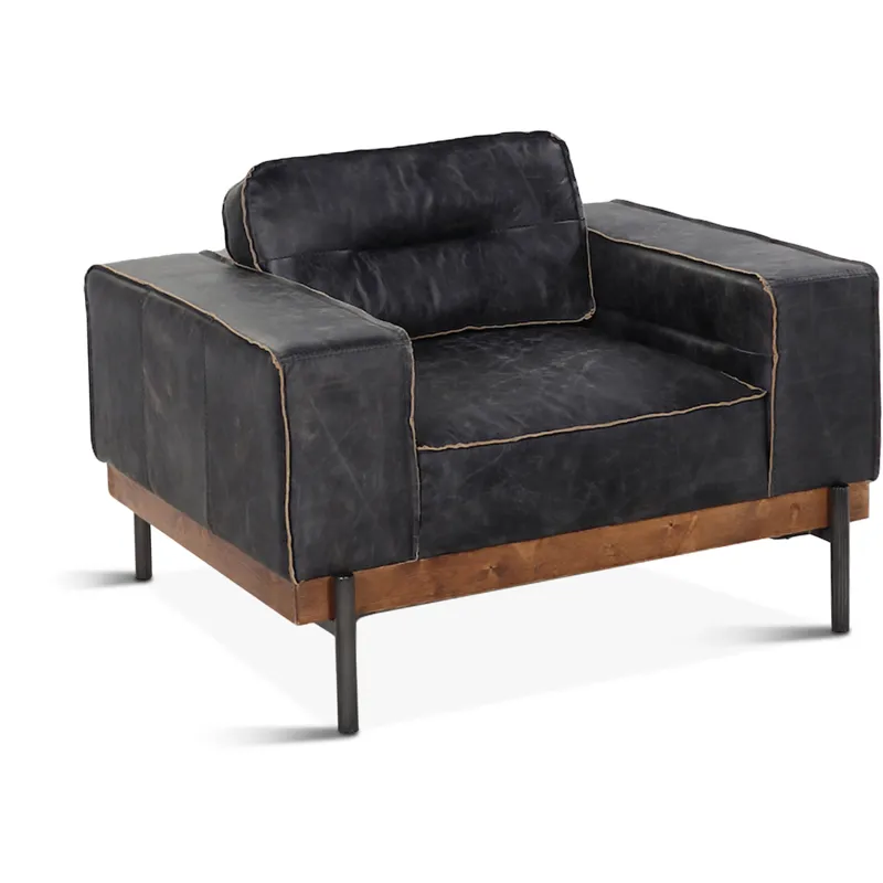 Portofino Modern 42" Accent Chair in Antique Ebony Leather