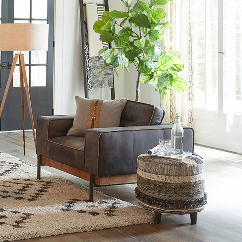 Portofino Modern 42" Accent Chair in Antique Ebony Leather