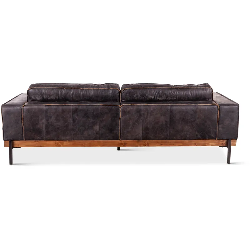 Portofino Modern 95" Sofa in Antique Ebony Leather
