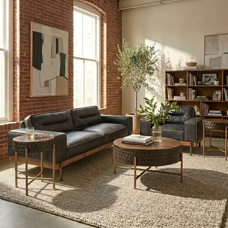 Portofino Modern 95" Sofa in Antique Ebony Leather