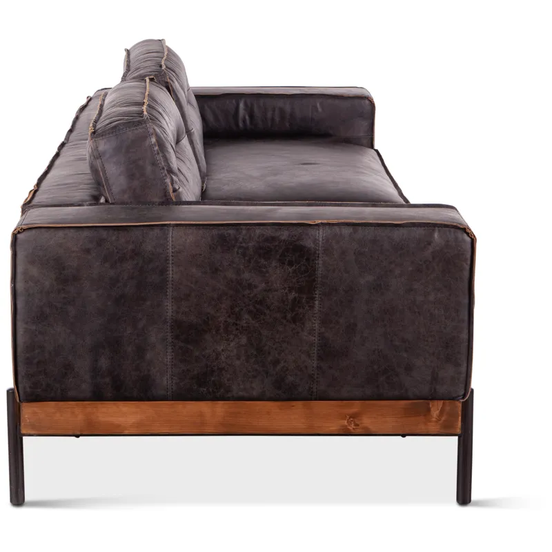 Portofino Modern 95" Sofa in Antique Ebony Leather