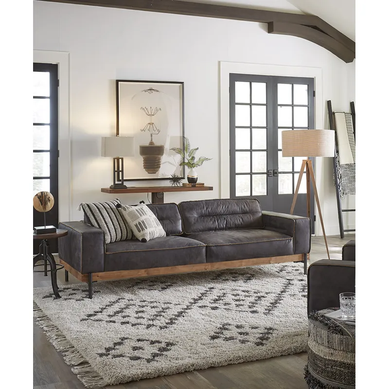 Portofino Modern 95" Sofa in Antique Ebony Leather