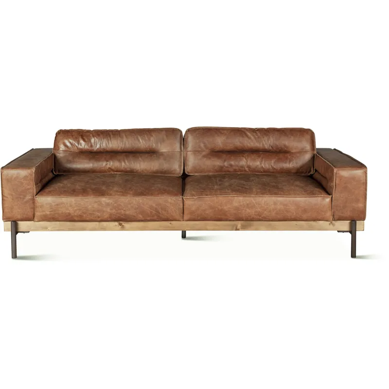 Portofino Modern 95" Sofa in Cocoa Brown Leather