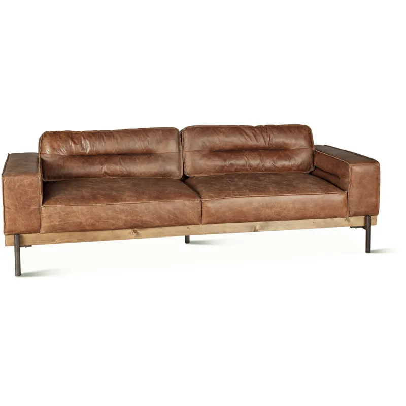 Portofino Modern 95" Sofa in Cocoa Brown Leather