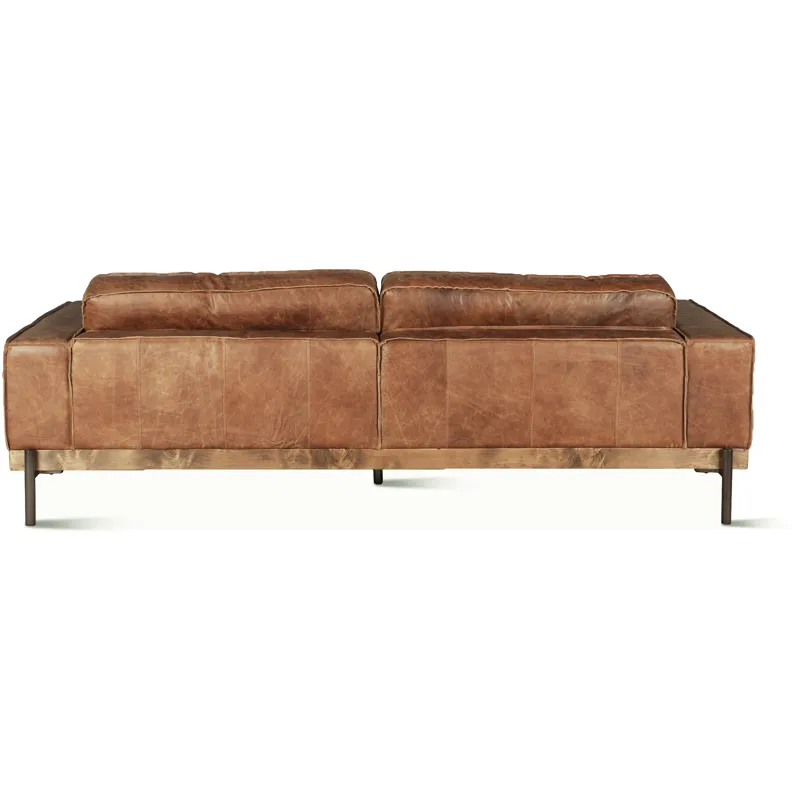 Portofino Modern 95" Sofa in Cocoa Brown Leather