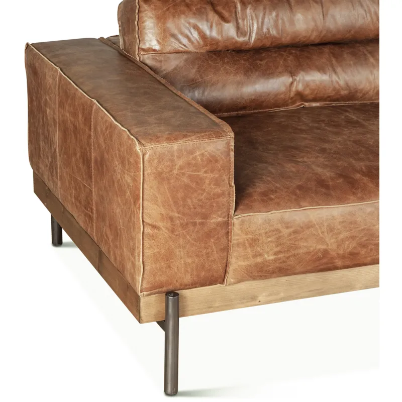Portofino Modern 95" Sofa in Cocoa Brown Leather