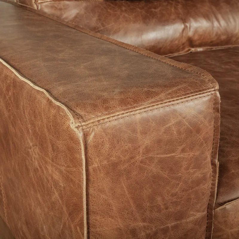 Portofino Modern 95" Sofa in Cocoa Brown Leather