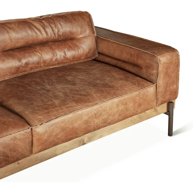 Portofino Modern 95" Sofa in Cocoa Brown Leather