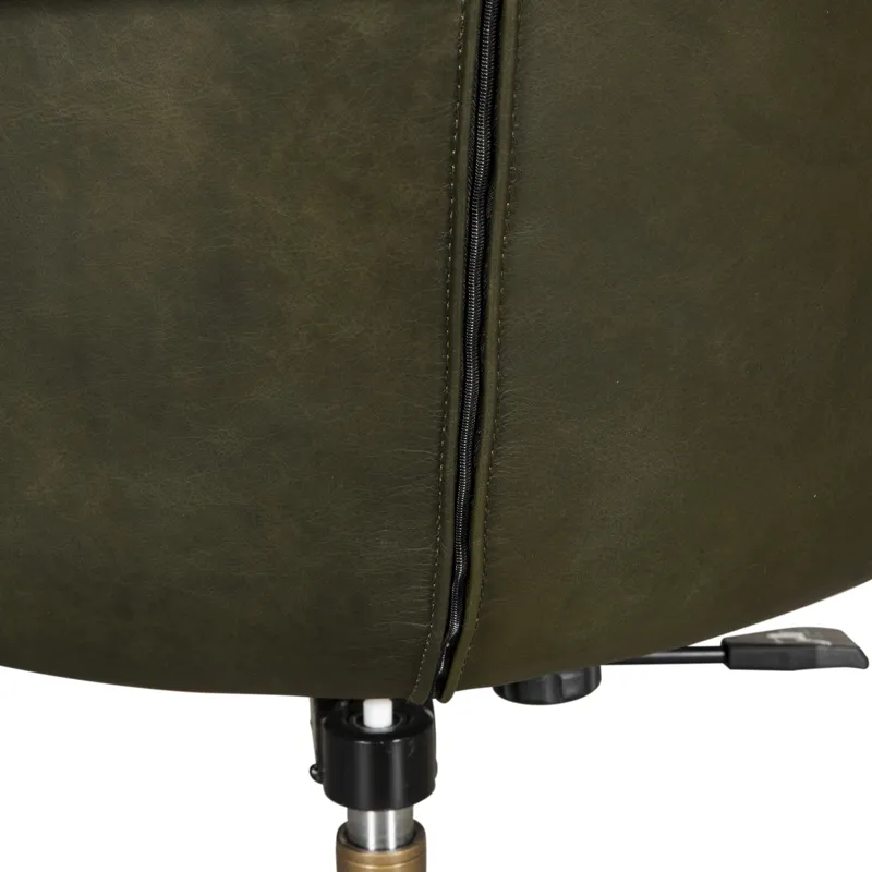 Portofino Swivel Office Chair in Emerald Green Leather and Antique Gold
