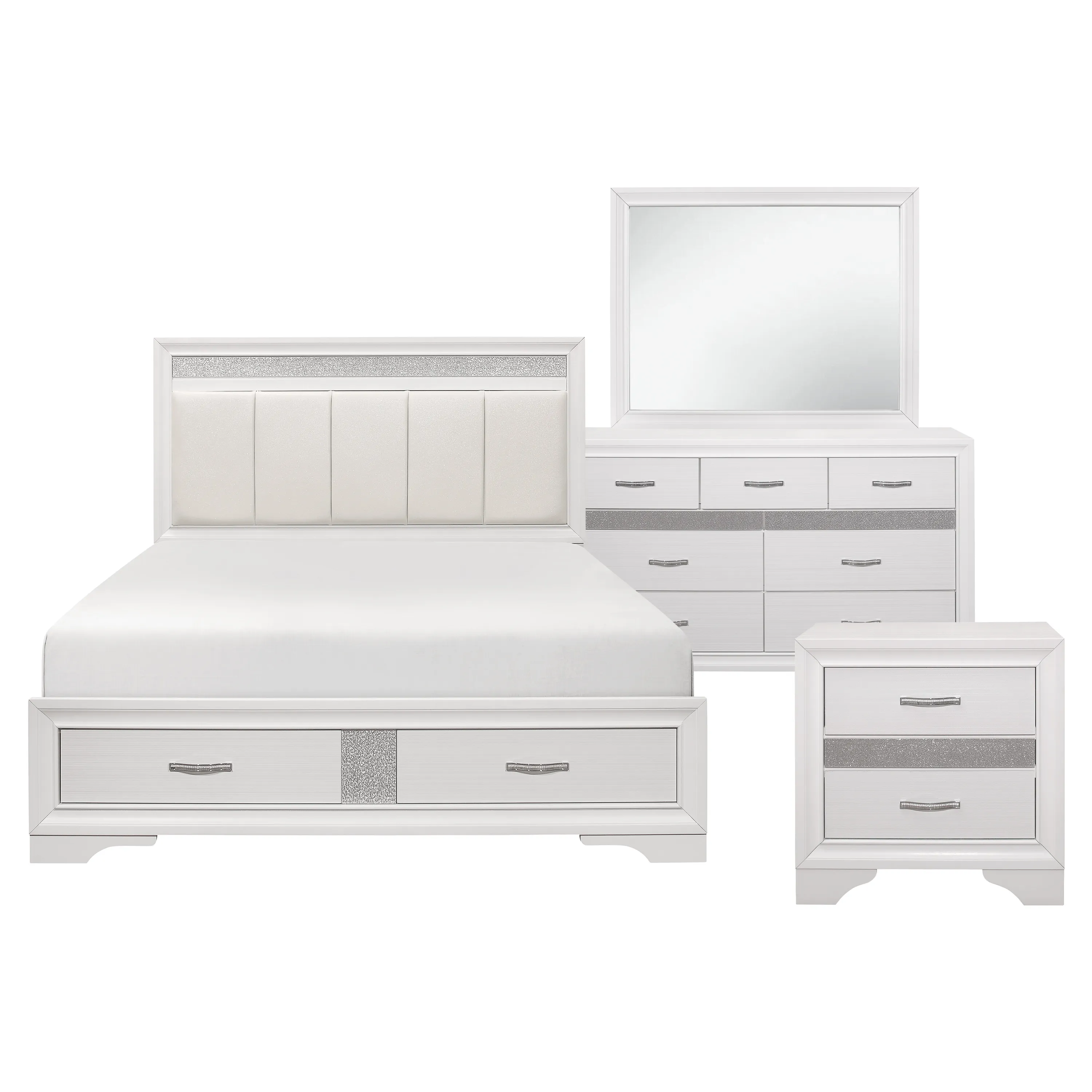 Luster Queen Bed, Dresser, Mirror and Nightstand - Image 2