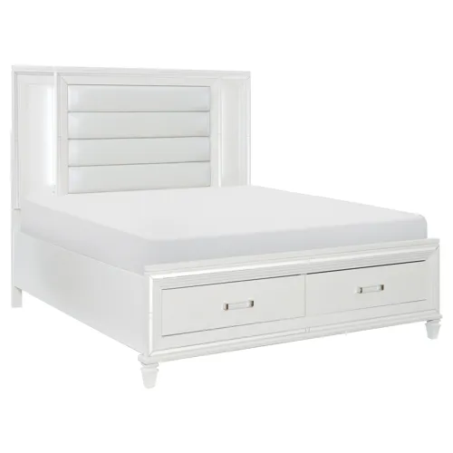 Tamsin Queen Platform Bed with LED Lighting and Footboard Storage