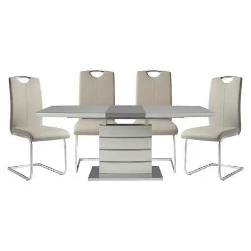Glissand Extension Dining Table and 4 Side Chairs